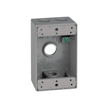 Sigma Engineered SIGMA ENGINEERED SOLUTIONS Metal Electrical Outlet Box Weatherproof Easy Mount Plug and Receptacle Protector 1 Gang Box Gray E 4 Holes