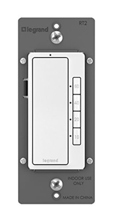 Legrand Radiant Digital Countdown Timer Rocker Light Switch For Home Lighting Control with Locator Time Indicator 60402010 Minute Settings RT2WCCV4 White 1 Count