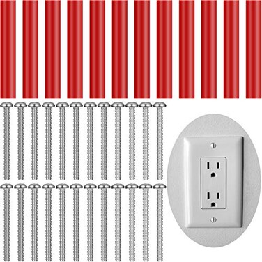 Ripeng Outlet Spacers Electrical Outlet Box Extender Kit Electrical Switch and Receptacle Spacers 24 Pack 12 Tubes and 12 ScrewsRed
