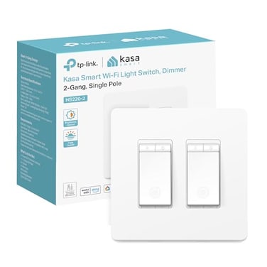 Kasa Smart Dimmer Switch 2Gang HS2202 Single Pole Needs Neutral Wire 24GHz WiFi Light Switch Compatible with Alexa and Google Home UL Certified No Hub Required White