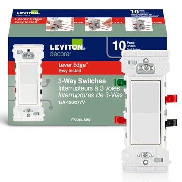 Leviton Lever Edge 15 Amp 3Way Rocker Switch 10Pack E5603MW White