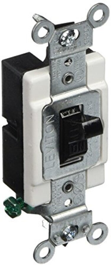 Leviton 20Amp 120277Volt Toggle SinglePole AC Quiet Switch Commercial Grade Grounding CS1202E Black