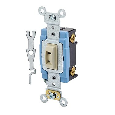 Leviton 15 Amp 120277 Volt Toggle Locking SinglePole AC Quiet Switch Extra Heavy Duty Grade Self Grounding 12012IL Ivory