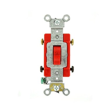 Leviton 20 Amp 120277 Volt Toggle DoublePole AC Quiet Switch Extra Heavy Duty Grade Self Grounding Back and Side Wired 12222R Red