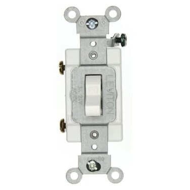 Leviton 3Amp 24 Volt ACDC Toggle SinglePole Industrial Grade SelfGrounding 120212W White