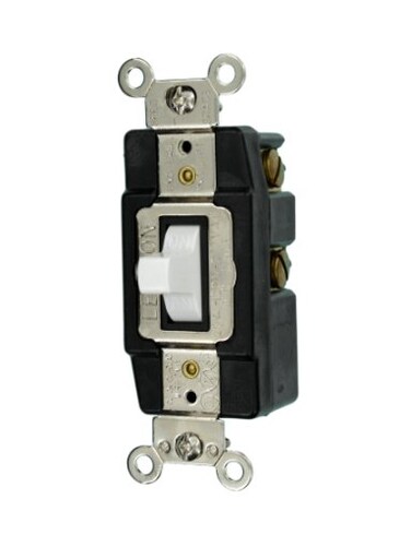 Leviton 20Amp 120277Volt Toggle SinglePole AC Quiet Switch 1257W White