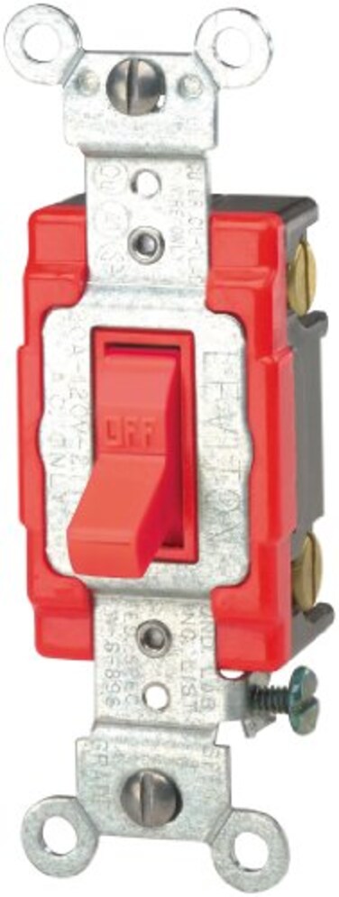 Leviton 20Amp 120277Volt Toggle SinglePole AC Quiet Switch Extra Heavy Duty Spec Grade Self Grounding 12212R Red