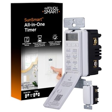 myTouchSmart 33861 LE One inWall Digital Timer Push Door Switch Backlit LED Screen 8 Custom OnOff Times Countdown Mode DailyWeekly Set Off Countdown