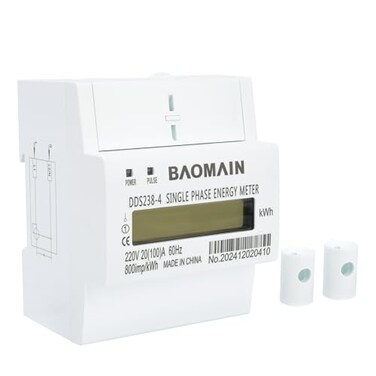 Baomain DDS2384 DIN Rail Single Phase Kilowatt Hour kwh Meter Meter 220V 20A 100A LCD Display Electricity Meter for AC Systems