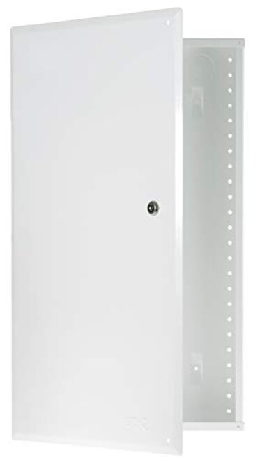 On-Q OnQ 20 Structured Media Enclosure with Hinged Cover Lock Glossy White Surface or Flush Mount