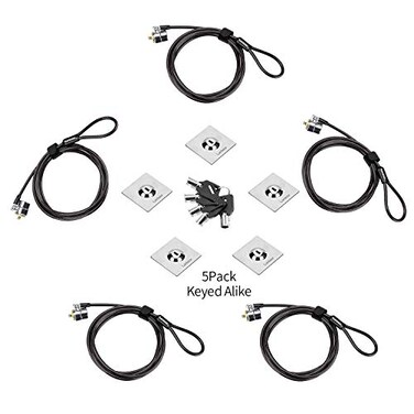 LORADAR 5Pack Laptop Cable Lock Hardware Security Cable Lock Anti Theft 5Keys 67Ft Compatible for Laptops TabletOut Door TV Other Devices Longer Cable keyed Alike