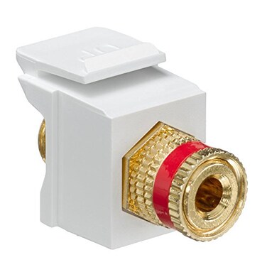 Leviton QuickPort Binding Post Adapter with Red Stripe 40833BWR White