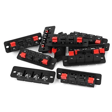 Xiaoyztan 10 Pcs 4Way Speaker Spring Clip Audio Terminals Red Black Push Release Connector