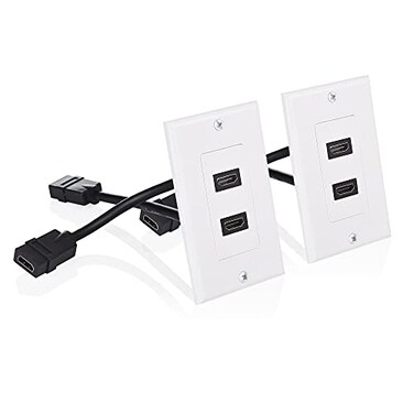 Cable Matters 2Pack 2Port HDMI Wall Plate in White 4K UHD ARC and Ethernet passthru support