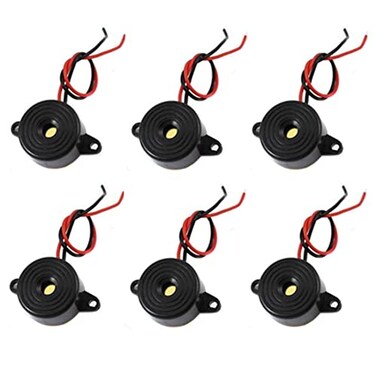 bnafes 6 Pcs DC 324V 85dB Sound Electronic Buzzer Alarm Black 23 x 12mm