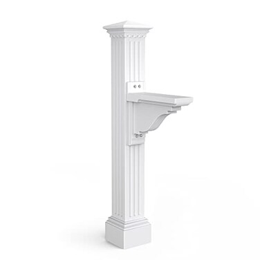 Mayne Manchester Single Arm Mail Post White 26in L x 9in W x 58in H Manchester Post Arm Hardware Kit 5852W