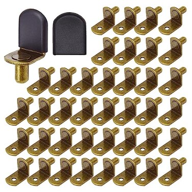Hocansen 50 Pcs Shelf Support Pegs with Rubber Sleeve for Glass Shelves BronzeL