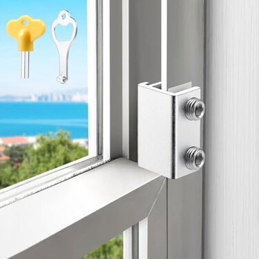 HYIEOU Sliding Window Locks 2 Sets Secure Window Lock with Key Window Locks for Up and Down Windows Horizontal Sliding Windows Adjustable Window Lock Sturdy and Durable Does Not Deform