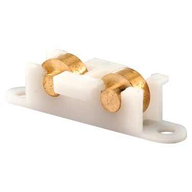 PRIME-LINE PrimeLine G 3091 Sliding Window Tandem Roller Assembly 38 in Flat Brass Rollers White Nylon Housing 2 Pack