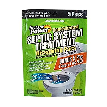 Instant Power Septic System Treatment Dissolving Pacs Septic Tank Treatment Packets Drain Cleaner Liquid Clog Remover for Septic System Drain Defense for RVs Includes 5 Pacs
