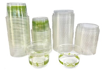 Outside the Box Papers 4 Ounce Compostable Corn Plastic Cups with Lids 50 Pack