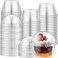 Dingion 200 Set 5oz Clear Plastic Dessert Cups Bulk with Dome Lids Disposable Fruit Cups for Ice Cream Cupcake Dessert Pudding Cold Drinks Plastic Container for Party Wedding