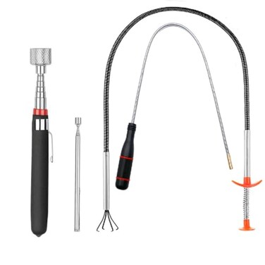 KITEVICH 4 Pack Telescoping Magnet Pickup Tool Set Retrieving Pickup ToolsExtendable Pick Up ToolsBendable Spring Magnet StickFlexible Extra Long Reach Bendable Curve Grabber with 4 Claws