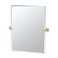 Gatco 4069S Elevate Frameless Rectangle Mirror 3150 H Brushed Brass Wall Mounted Pivoting Tilting Beveled 3150 H Bathrom Vanity Mirror with Brushed Brass Brackets