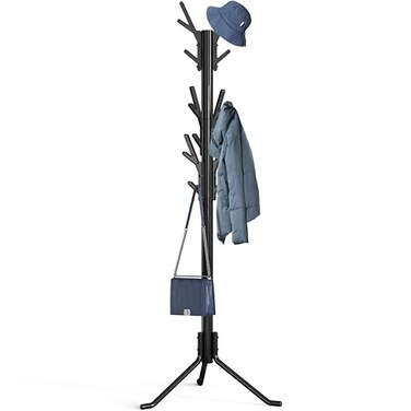 Simple Houseware Standing Coat and Hat Hanger Organizer Tree Shaped Rack for Entryway Bedroom and Hallway 18 Hooks Black