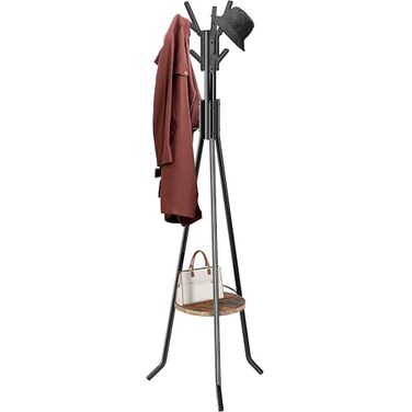 Simple Houseware Freestanding Coat Rack with Shelf 9 hooks Black