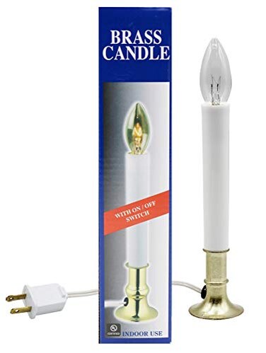 Creative Hobbies Electric Window Candle Lamp with Brass Plated Base OnOff Switch Light Bulb Ready to Use