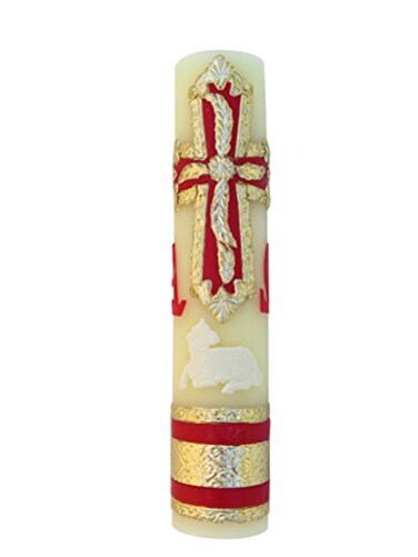 Angelitos de Easter Lent Candle Alpha Omega Sheep Catholic Candle
