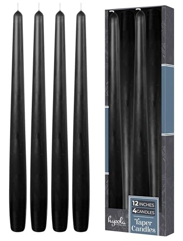Hyoola Tall Taper Candles 12 Inch Black Unscented Dripless Taper Candles 10 Hour Burn Time 4 Pack