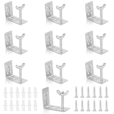 Koceci 10 PCS Roman Shade Wall L Bracket with Wingnut Cellular Shade Mounting Brackets Blind Brackets for Woven Wood Inside Ceiling Fold Shade Silver