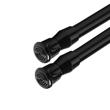 Blu-Pier Tech BluPier Tech Spring Tension Rods 2 Pack Adjustable Spring Steel Cupboard Bars Tension Curtain Rod Extendable Width 1828 inchesBlack