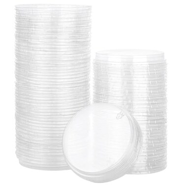 Beasea Aluminum Foil Cups Lids Only 100pcs 45 Inch Disposable Plastic Lids for 8oz 235ml Ramekin Cupcake Baking Cups No Cups
