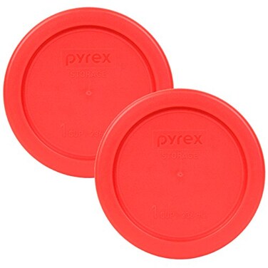 Pyrex 7202PC 1Cup Red Food Storage Replacement Lids 2Pack Made in the USA