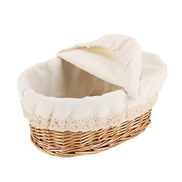 YAHUAN Round Bread Basket Serving Woven Bread Baskets Wicker Basket Sourdough Proofing Basket with Removable Liner and Cover Wicker