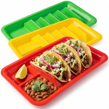 BNYD 3 Pack Taco Holder Stand Plastic Taco Plates for Hard Soft Shell Tacos