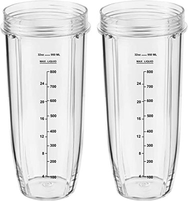 MEET JUICE Replacement Part for Nutri Ninja Blender 2Pack 32oz Replacement Cups Compatible with Nutri Ninja AutoiQ Series Blenders