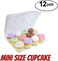 pizety Mini Cupcake Containers 12 Count 12 Compartment Plastic Mini Cupcake Boxes Clear Stackable Disposable Cupcake Holders for Parties Events Bakery Use