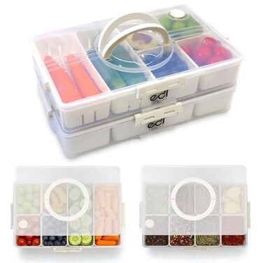 EDOLOU Stackable Snackle Box Container 2 Pack 14 Compartments with 2 Drain Compartments BPAFree Snack Organizer with Lids Handles for Family Snacks Dishwasher Microwave Safe White 2 Pack