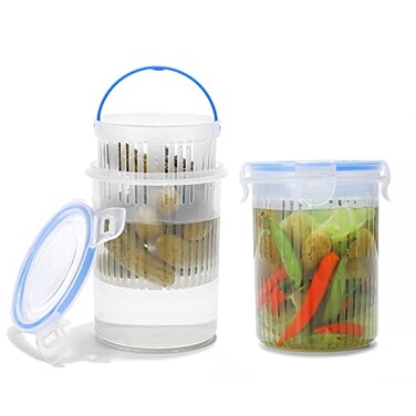 Qiuhome 24 oz Pickle Jar with Strainer Jalapeno Container with Strainer Pickle Container 2 Pack