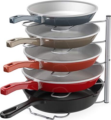 Deco Brothers Pan Organizer Rack for Kitchen Cabinet and Counter Silver