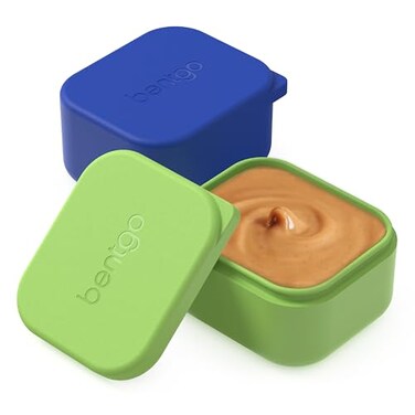 Bentgo Sidekicks 2Pack Silicone Container Set Dipping Sauce Cups for Condiments Small Snacks Reusable Durable LeakProof Liquid Storage Salad Dressing Container 26 oz Blue Green