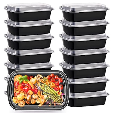 Kitchâ€nMore KitchnMore 38oz Meal Prep Containers Extra Large Thick Food Storage Containers with Lids Reusable PlasticDisposable Bento BoxStackableMicrowaveFreezerDishwasher Safe BPA Free 30Pack