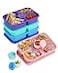Canfanni 4 Pcs Bento Snack Box Containers 4 Compartment Divided Stackable Food Storage Containers with Lids Meal Prep Lunch Container with Sauce Cups