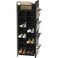 Simple Houseware 16 Cube Shoe Stand Tower Rack 8 Tier with Top Shelf and Side Hanging Pockets Black