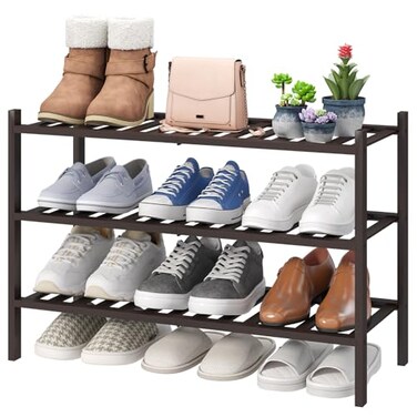 viewcare Shoe Rack for Closet 3Tier Bamboo Wood Shoe Racks Stackable Beautiful Natural Functional Sturdy Bamboo Shoe Rack for Entryway Hallway Closet