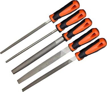 Edward Tools Harden Pro 8 File Set 5 Piece Set Includes Wood Round Second Cut Half Round Second Cut Triangular Second Cut and Flat Smooth Files T12 Steel